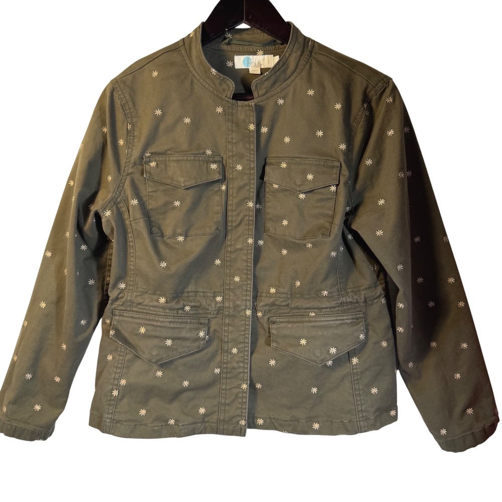 Boden Women Olive Green Embroidered Starburst Utility Field Jacket T0082 US 8P